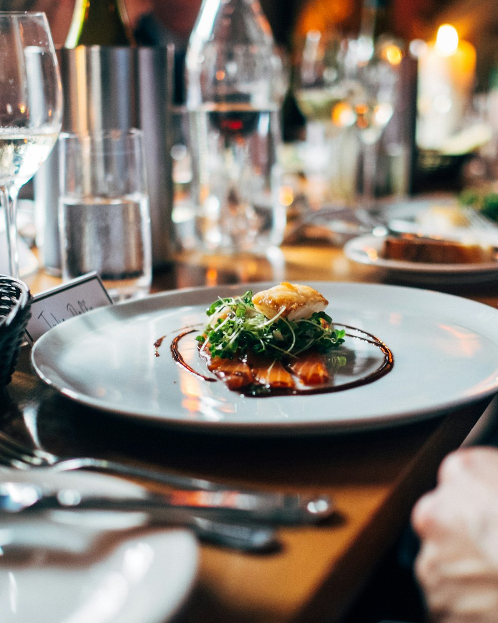 Guests enjoying a beautifully plated meal